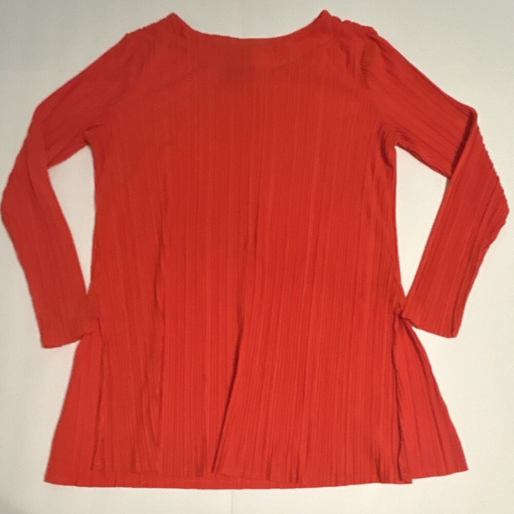 Scoop Women’s Small Orange Crinkle Knit Pleated Tunic Top - Round Neck